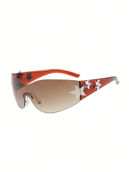 1Pc Women'S Rimless Star-Shaped Decor Y2K Fashion Eyeglasses for Daily Use Y2Kfest Musicfest for Summer Beach Vacation,Outdoor,Travel