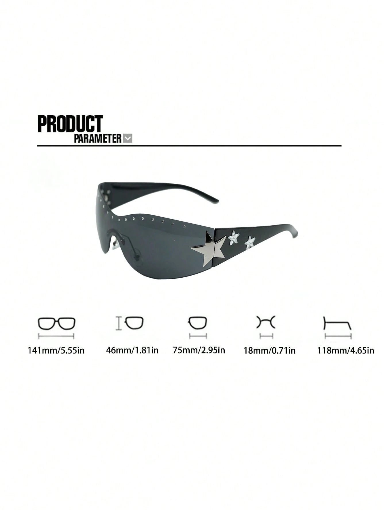 1Pc Women'S Rimless Star-Shaped Decor Y2K Fashion Eyeglasses for Daily Use Y2Kfest Musicfest for Summer Beach Vacation,Outdoor,Travel