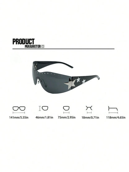 1Pc Women'S Rimless Star-Shaped Decor Y2K Fashion Eyeglasses for Daily Use Y2Kfest Musicfest for Summer Beach Vacation,Outdoor,Travel