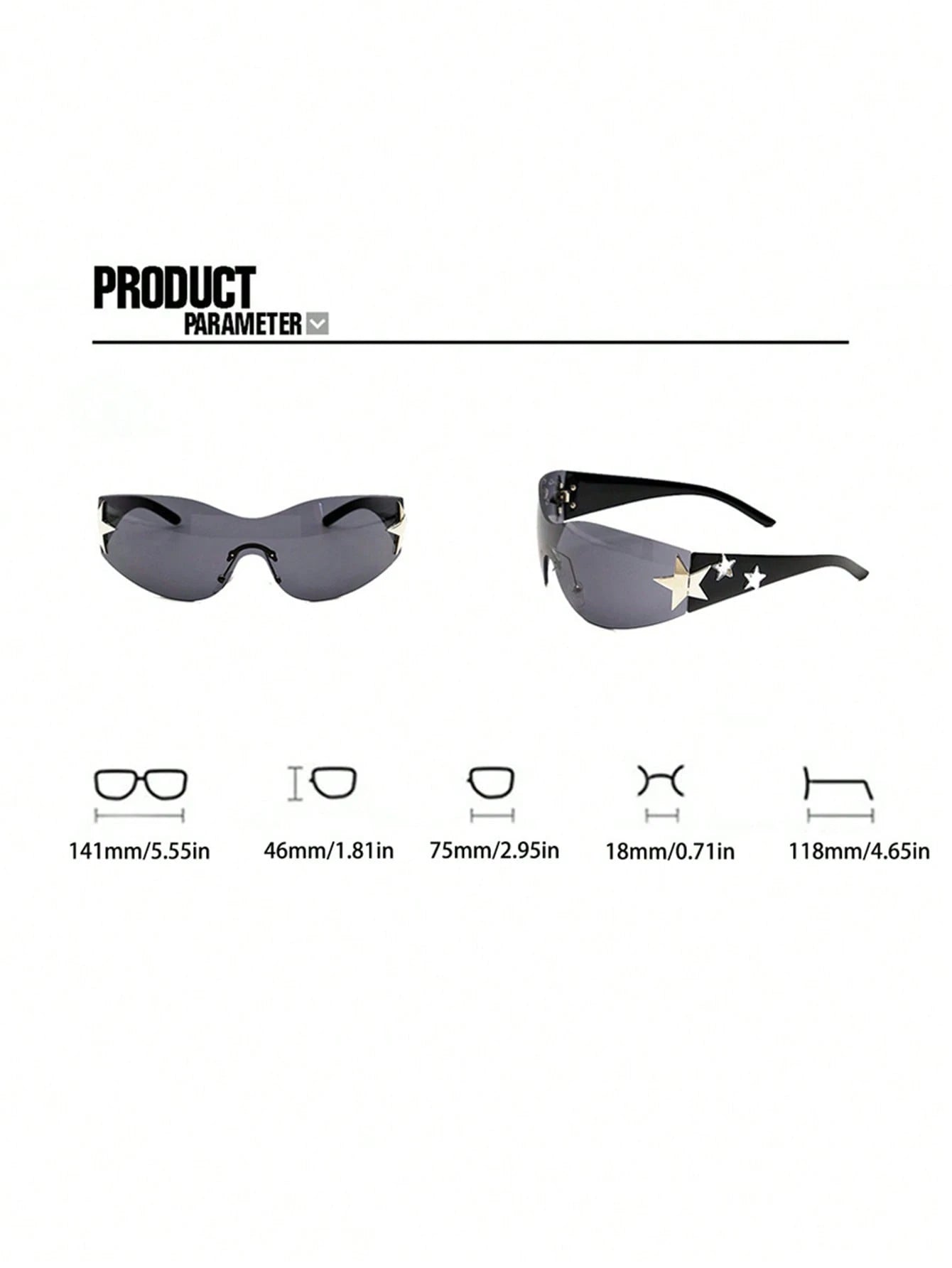 1Pc Women'S Rimless Star-Shaped Decor Y2K Fashion Eyeglasses for Daily Use Y2Kfest Musicfest for Summer Beach Vacation,Outdoor,Travel
