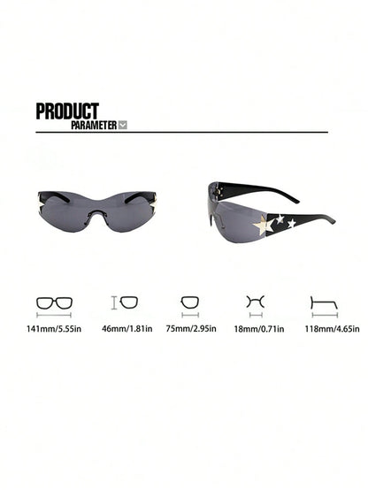 1Pc Women'S Rimless Star-Shaped Decor Y2K Fashion Eyeglasses for Daily Use Y2Kfest Musicfest for Summer Beach Vacation,Outdoor,Travel