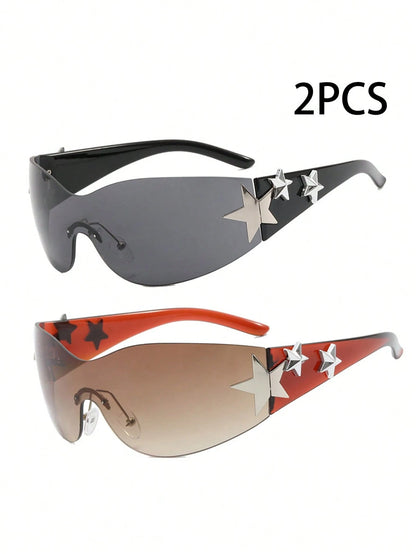 1Pc Women'S Rimless Star-Shaped Decor Y2K Fashion Eyeglasses for Daily Use Y2Kfest Musicfest for Summer Beach Vacation,Outdoor,Travel