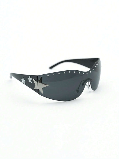 1Pc Women'S Rimless Star-Shaped Decor Y2K Fashion Eyeglasses for Daily Use Y2Kfest Musicfest for Summer Beach Vacation,Outdoor,Travel
