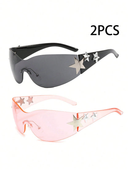 1Pc Women'S Rimless Star-Shaped Decor Y2K Fashion Eyeglasses for Daily Use Y2Kfest Musicfest for Summer Beach Vacation,Outdoor,Travel